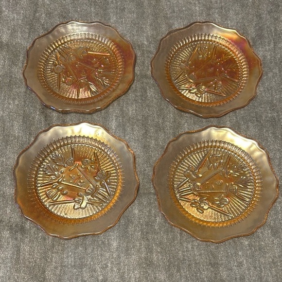Vintage Jeanette Iris Saucers Depression Carnival
Glass 5.5" Plates MCM 1960's - Picture 1 of 7